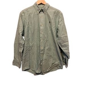 Hunt club green button down long sleeve shirt top mens size regular large